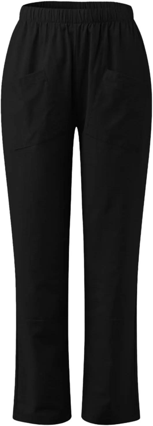 Women's Solid Casual Elastic Belt High Waist Running Sweatpants Cotton Linen Lightweight Straight Leg Fitted Cropped Trousers