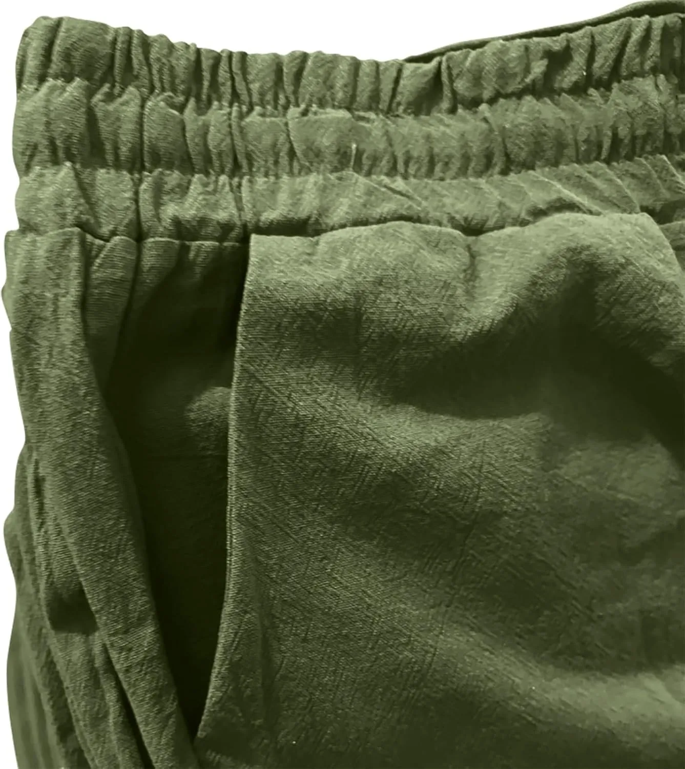Women's Solid Color Drawstring Lounge Trousers with Pockets Cotton Linen Elastic Waist Straight Leg Comfy Fitted Pants