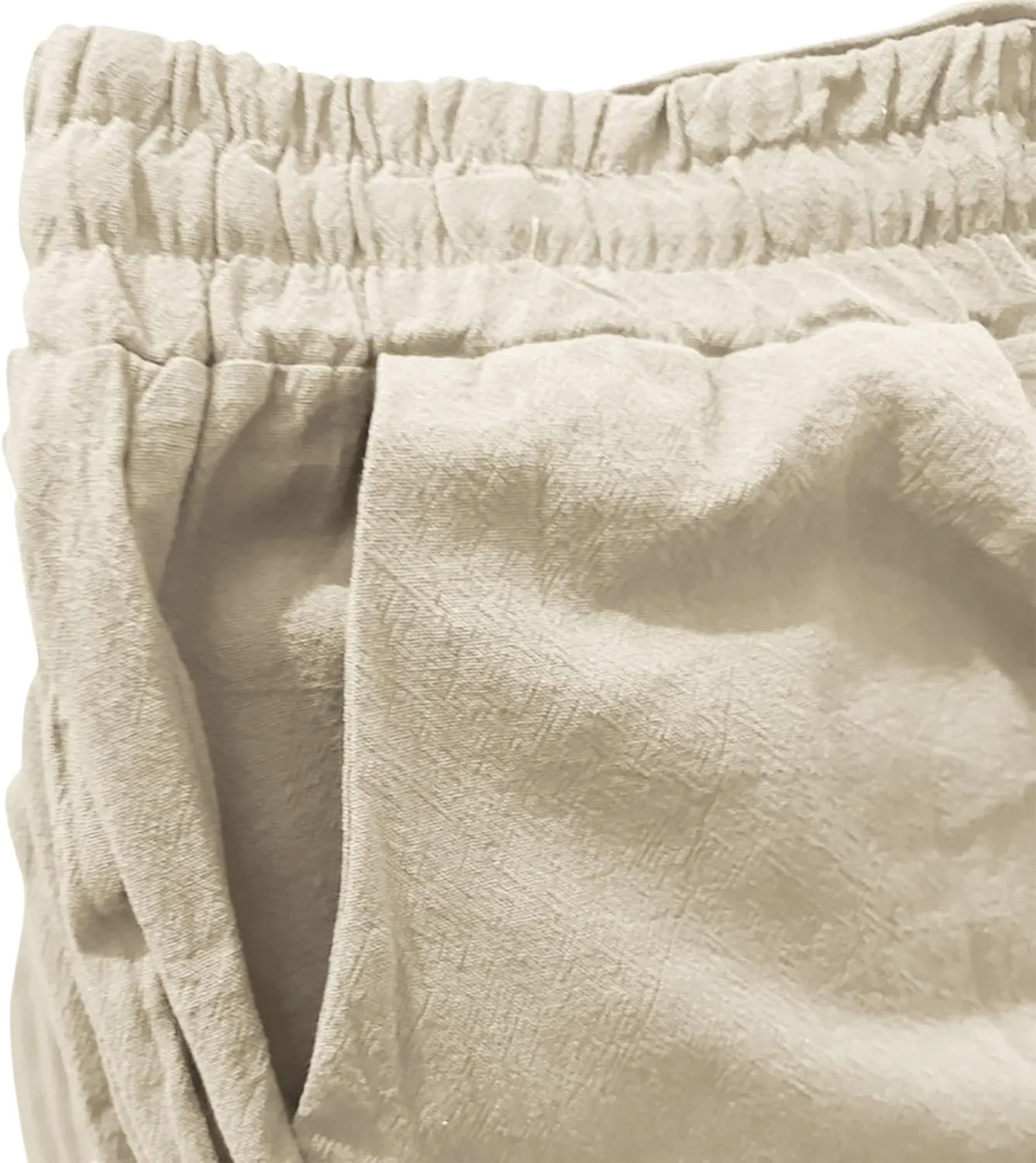 Women's Solid Color Drawstring Lounge Trousers with Pockets Cotton Linen Elastic Waist Straight Leg Comfy Fitted Pants