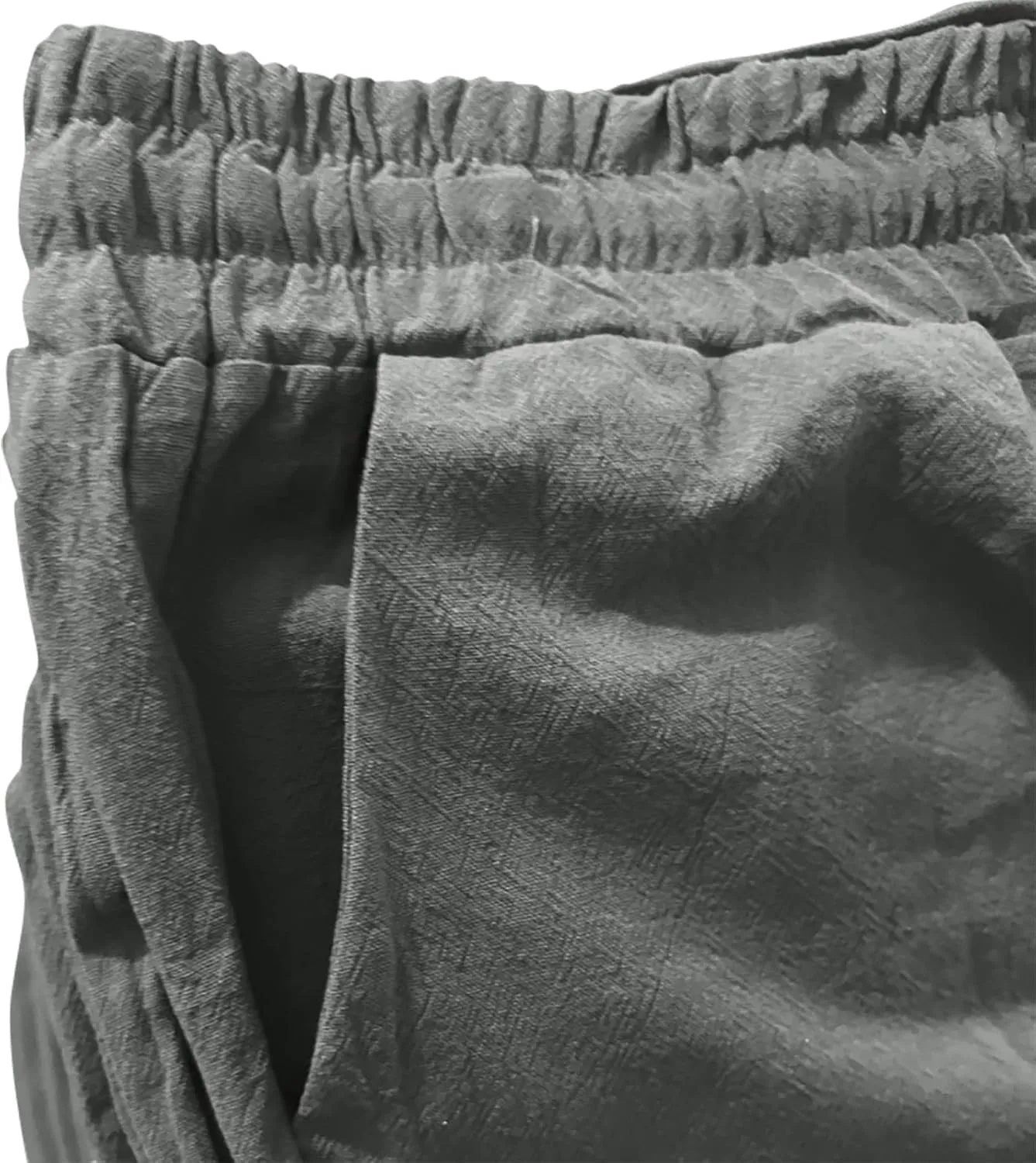 Women's Solid Color Drawstring Lounge Trousers with Pockets Cotton Linen Elastic Waist Straight Leg Comfy Fitted Pants