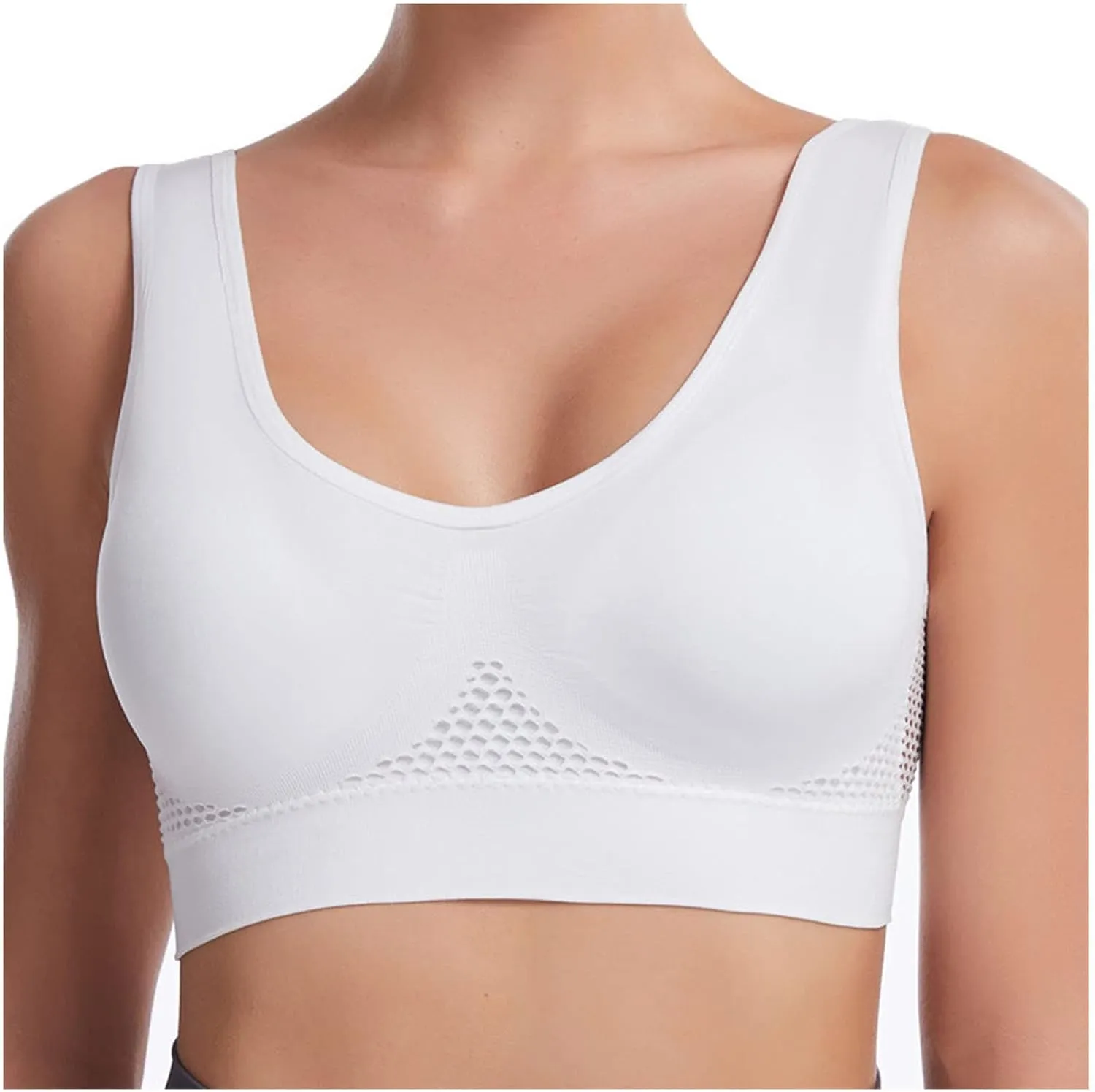 Women's Sports Bra Shockproof Yoga Running Large Size Tank Underwear Wire-Free Mesh Breathable Comfy Brassiere 2024