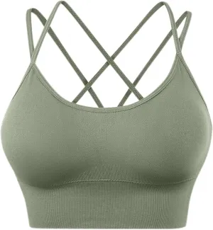 Womens Sports Bras Cross Back Workout Bras Quick Dry Shockproof Running Fitness Bra for Yoga Fitness