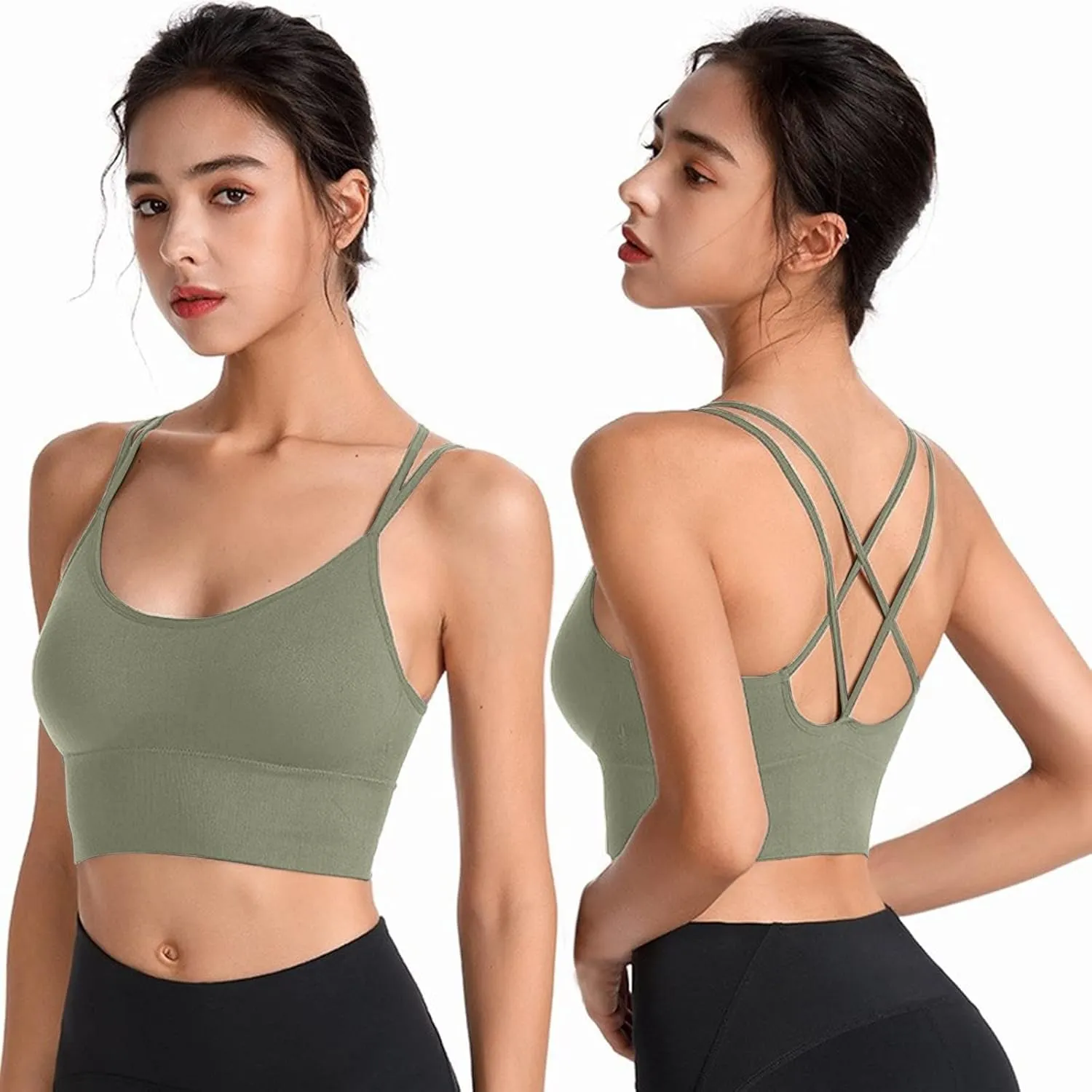 Womens Sports Bras Cross Back Workout Bras Quick Dry Shockproof Running Fitness Bra for Yoga Fitness