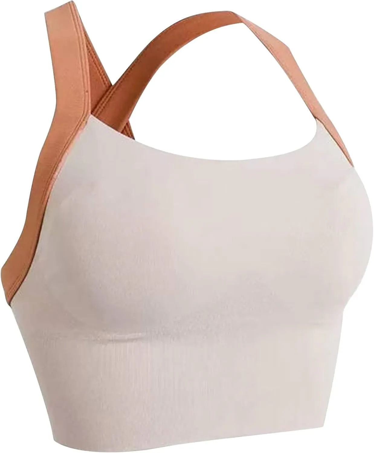 Womens Sports Bras Yoga Tops Criss-Cross Back Strappy Spaghetti Strap Padded Workout Bra Tops for Light Support
