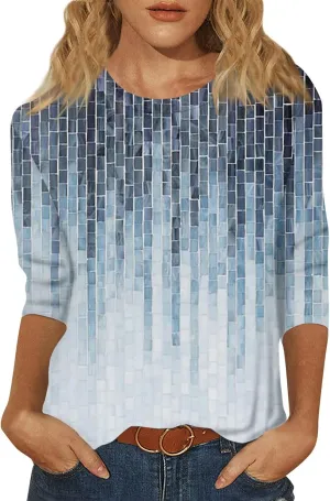 Womens Spring Tops 2024 Daily Basic Round Neck Blouse Vacation Trendy Summer Shirts Casual Loose Comfy T Shirt