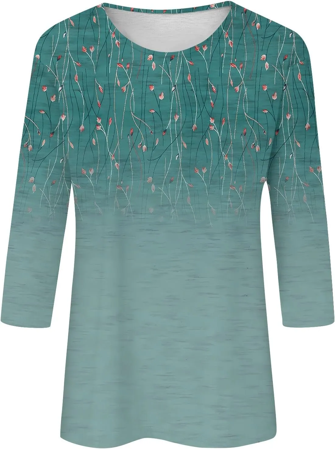 Womens Spring Tops 2024 Daily Basic Round Neck Blouse Vacation Trendy Summer Shirts Casual Loose Comfy T Shirt