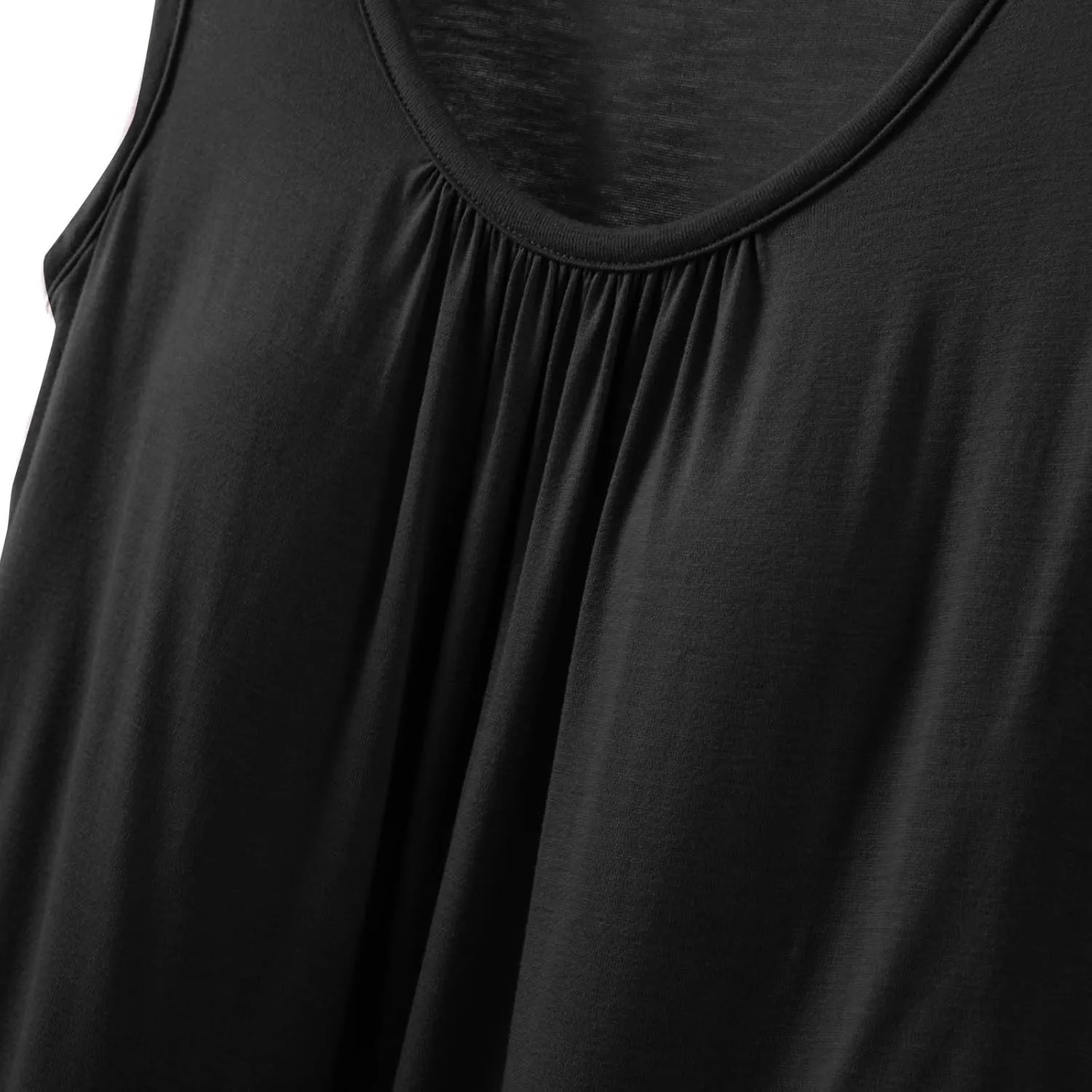 Womens Summer Sleeveless Pajama with Built in Bra Casual Modal Pleated Tank Tops Loose Soft Scoop Neck Tunic Tshirts