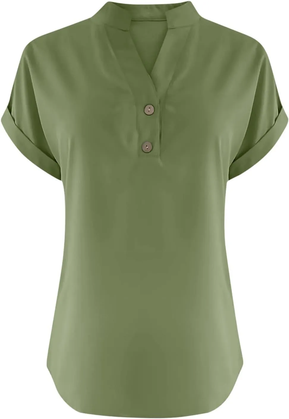Womens Summer Tops Lightweight Trendy Linen Shirts Comfy Button Down Short Sleeve V Neck Tops Casual Dressy Blouses