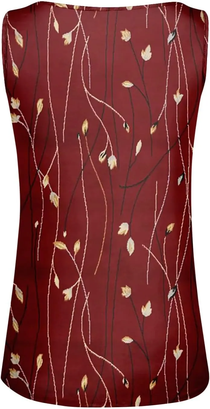Womens Summer Tops, V Neck Tank Sleeveless Daily Tops Dressy Tshirt Deep Side Cut Casual Printed Summer