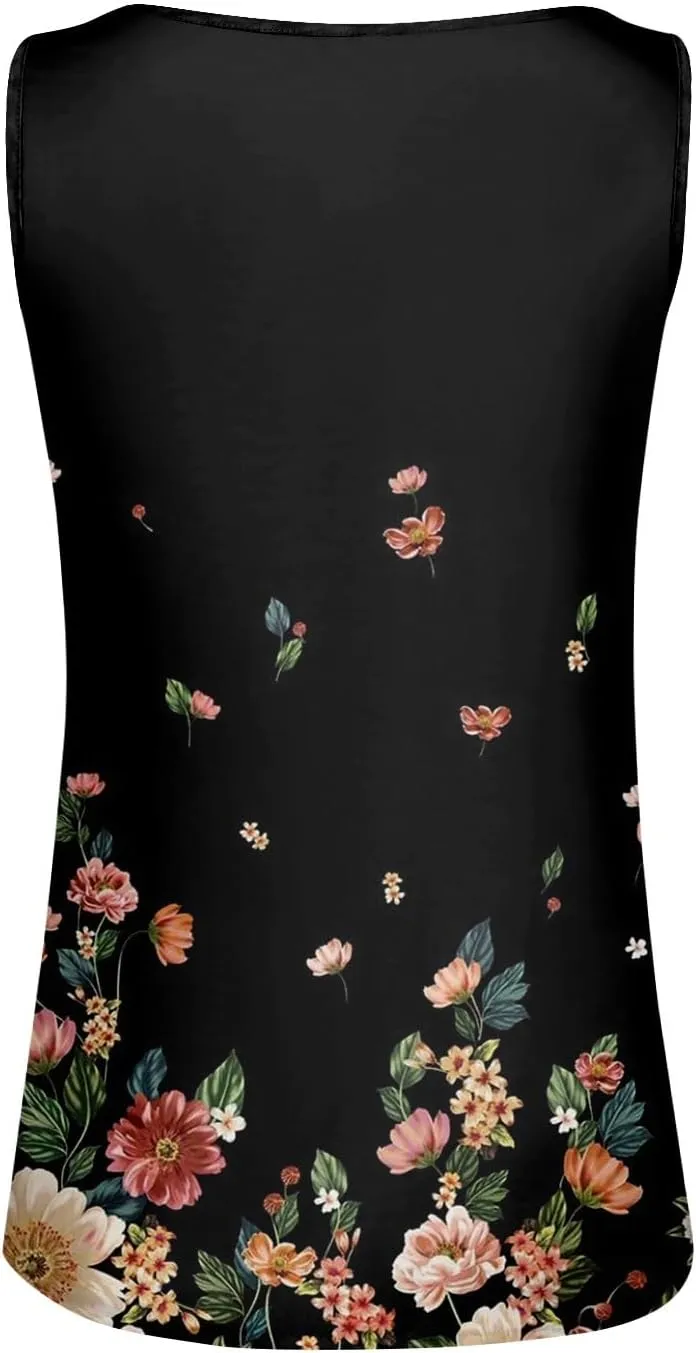Womens Summer Tops, V Neck Tank Sleeveless Daily Tops Dressy Tshirt Deep Side Cut Casual Printed Summer