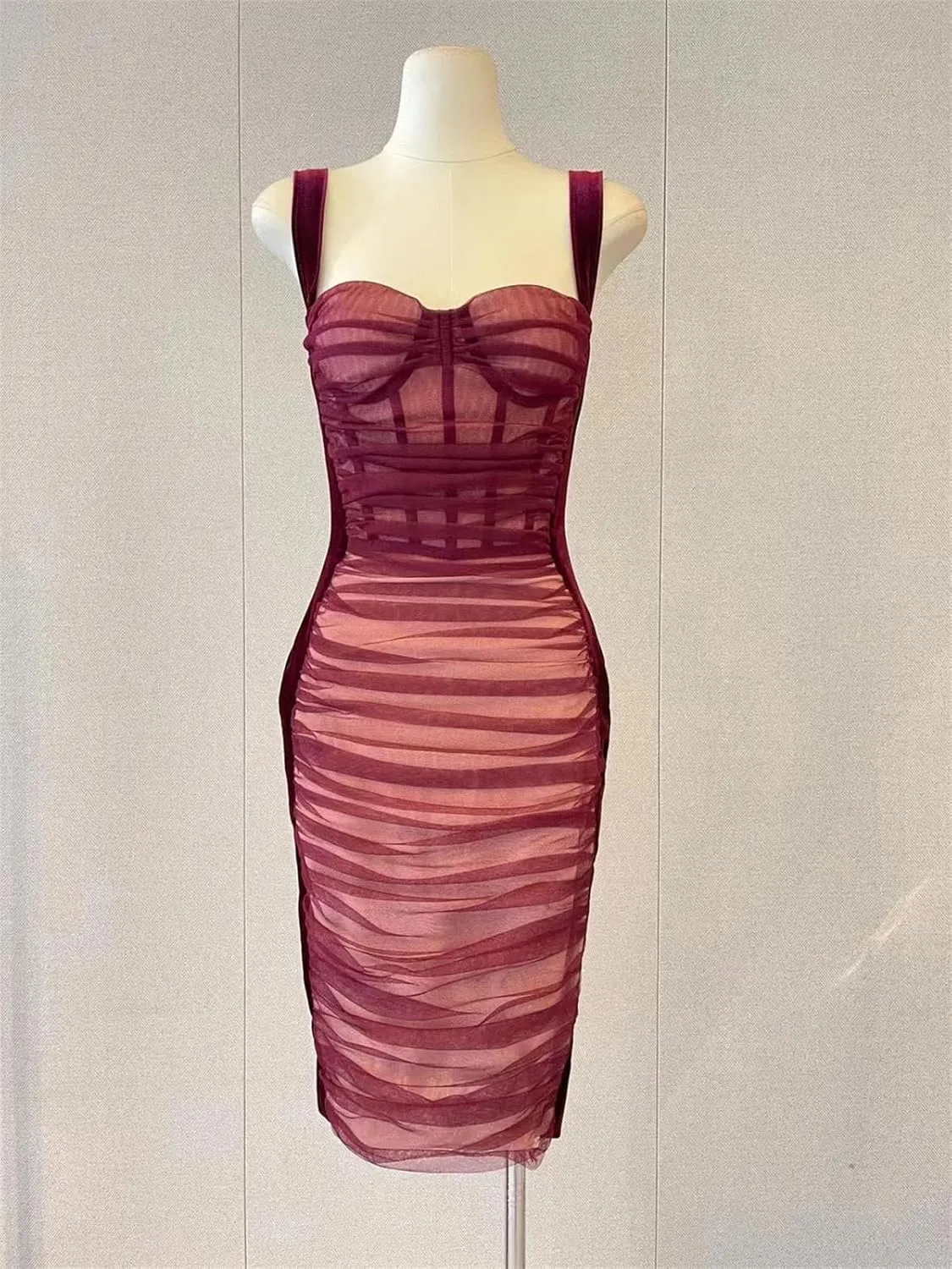 Women's Sweetheart Neck Sleeveless Slim Party Evening Dress Strap Bodycon Club Dress