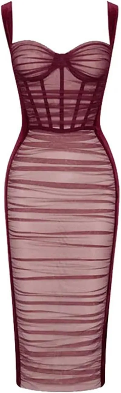Women's Sweetheart Neck Sleeveless Slim Party Evening Dress Strap Bodycon Club Dress