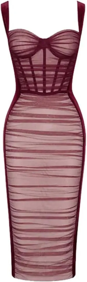 Women's Sweetheart Neck Sleeveless Slim Party Evening Dress Strap Bodycon Club Dress