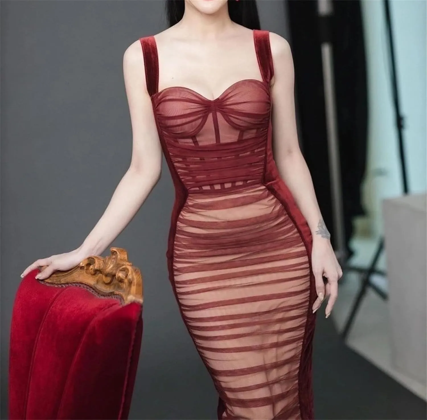 Women's Sweetheart Neck Sleeveless Slim Party Evening Dress Strap Bodycon Club Dress