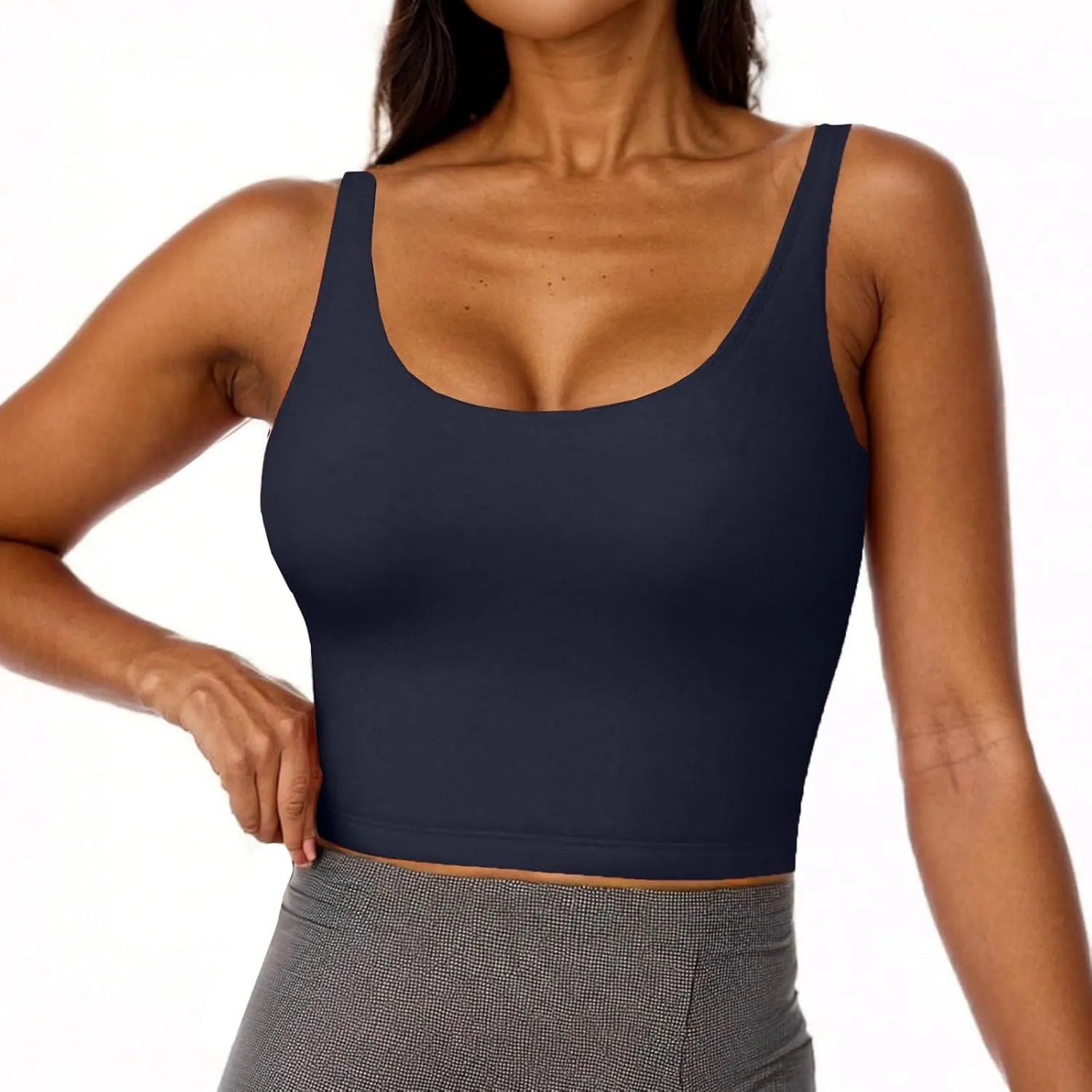 Womens Tank Tops with Built in Bra 2025 Summer Casual Sleeveless Padded Camisole Workout Yoga Basic Cami Undershirt