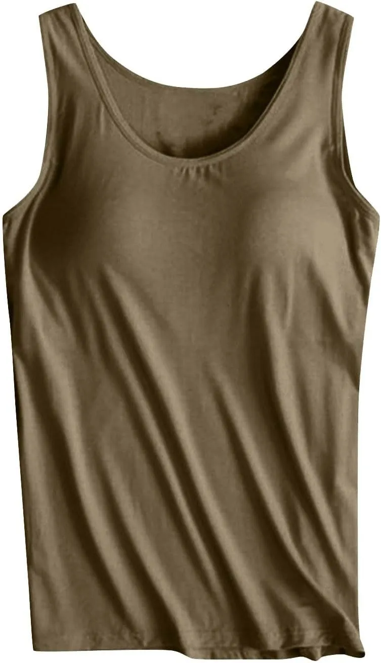 Womens Tank Tops with Built in Bra 2025 Summer Casual Sleeveless Padded Padded Sports Workout Yoga Gym Undershirt