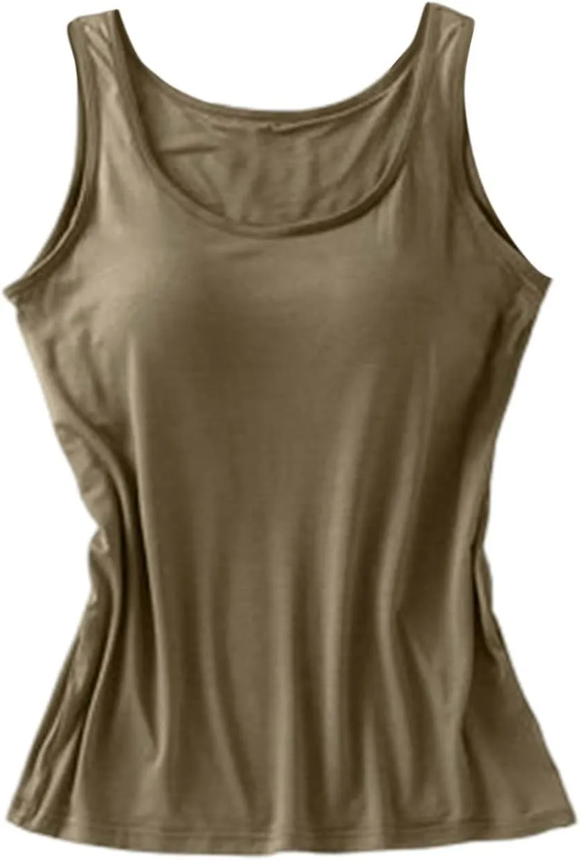 Womens Tank Tops with Built in Bra 2025 Summer Casual Sleeveless Padded Padded Sports Workout Yoga Gym Undershirt