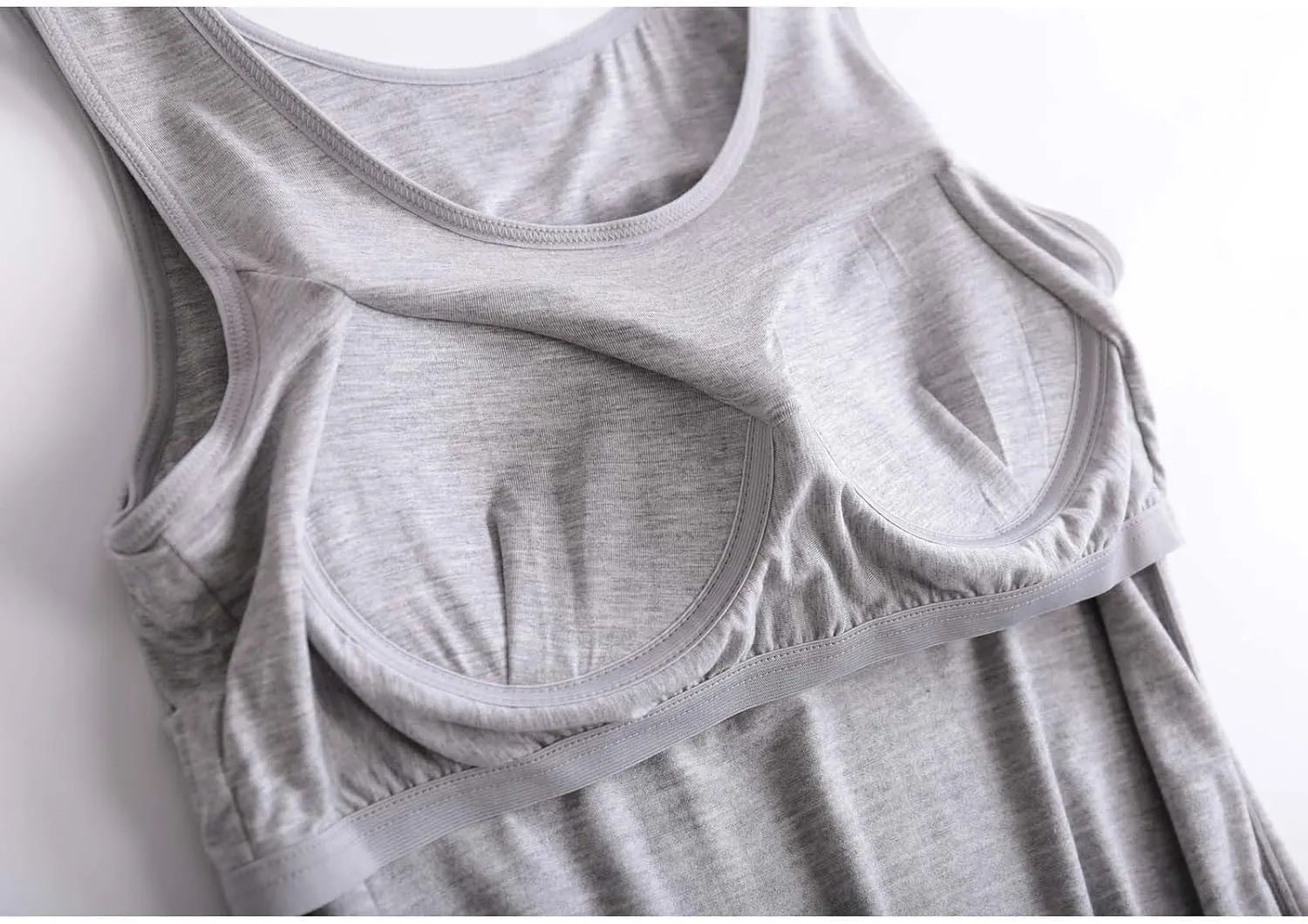 Womens Tank Tops with Built in Bras Soft Sleeveless Tank Tops Solid Scoop Neck Shirts Basic Workout Top Undershirt Tee