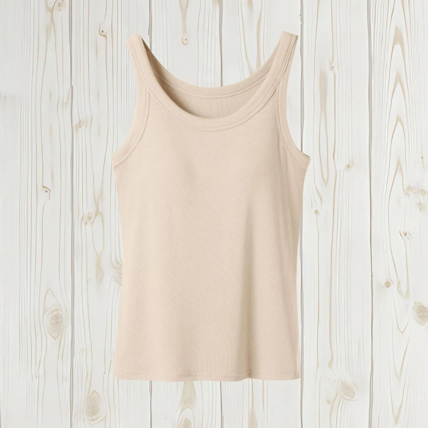 Women's Tank with Built in Bra U Neck Sleeveless Smooth Tanks Seamless Soft Spaghetti Strap Comfy Tops for Ladies