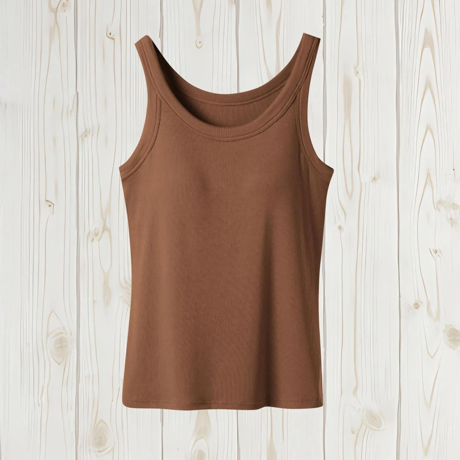 Women's Tank with Built in Bra U Neck Sleeveless Smooth Tanks Seamless Soft Spaghetti Strap Comfy Tops for Ladies