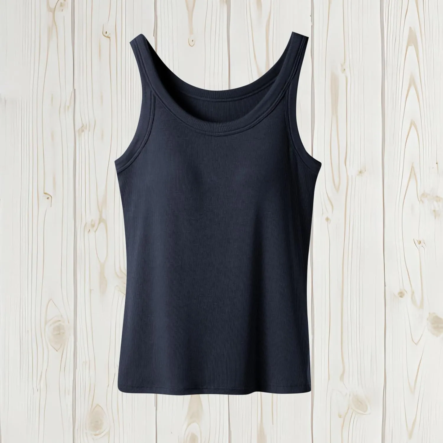 Women's Tank with Built in Bra U Neck Sleeveless Smooth Tanks Seamless Soft Spaghetti Strap Comfy Tops for Ladies