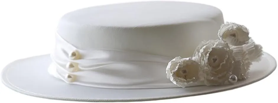 Women's White Simple Satin Short Brim Elegant High Top Hat