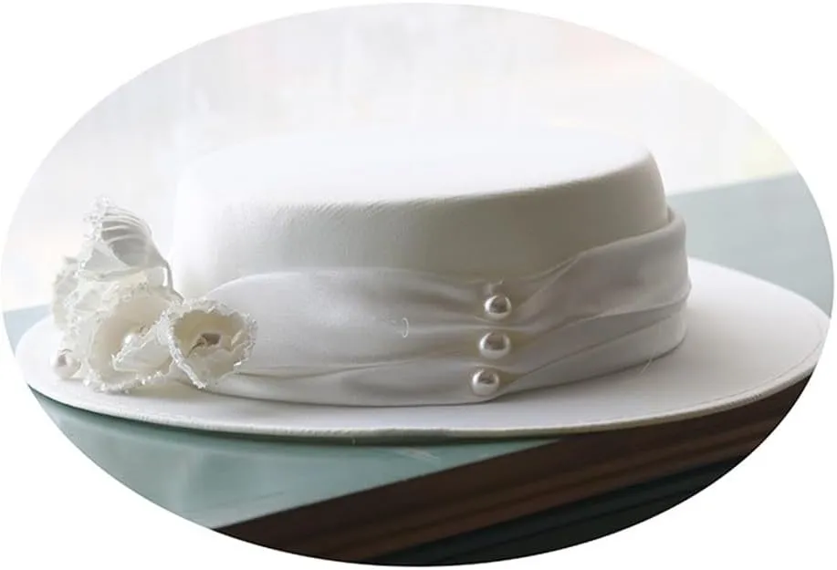 Women's White Simple Satin Short Brim Elegant High Top Hat