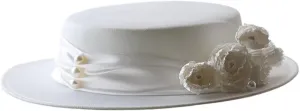 Women's White Simple Satin Short Brim Elegant High Top Hat