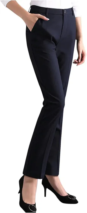Women's Work Suit Pants Dressy Business Office Casual Slacks Stretchy Straight Leg Slim Fitted Trousers with Pockets