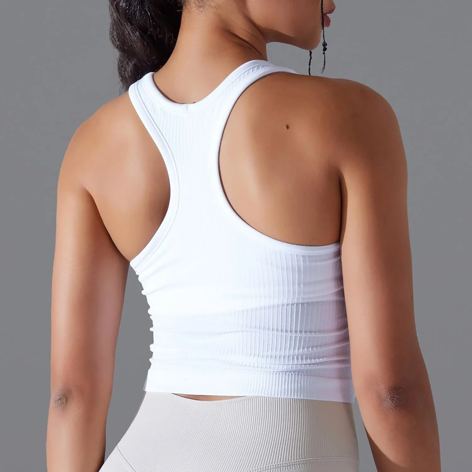 Workout Tops for Women Seamless Slim Fit Sleeveless Muscle Tank Tops Racerback Athletic Yoga Running Daily Shirts