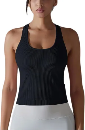 Workout Tops for Women Seamless Slim Fit Sleeveless Muscle Tank Tops Racerback Athletic Yoga Running Daily Shirts