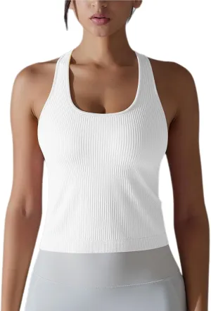 Workout Tops for Women Seamless Slim Fit Sleeveless Muscle Tank Tops Racerback Athletic Yoga Running Daily Shirts