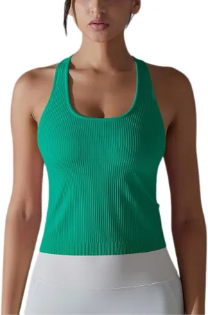 Workout Tops for Women Seamless Slim Fit Sleeveless Muscle Tank Tops Racerback Athletic Yoga Running Daily Shirts