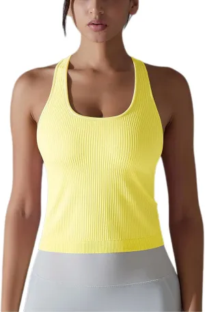 Workout Tops for Women Seamless Slim Fit Sleeveless Muscle Tank Tops Racerback Athletic Yoga Running Daily Shirts