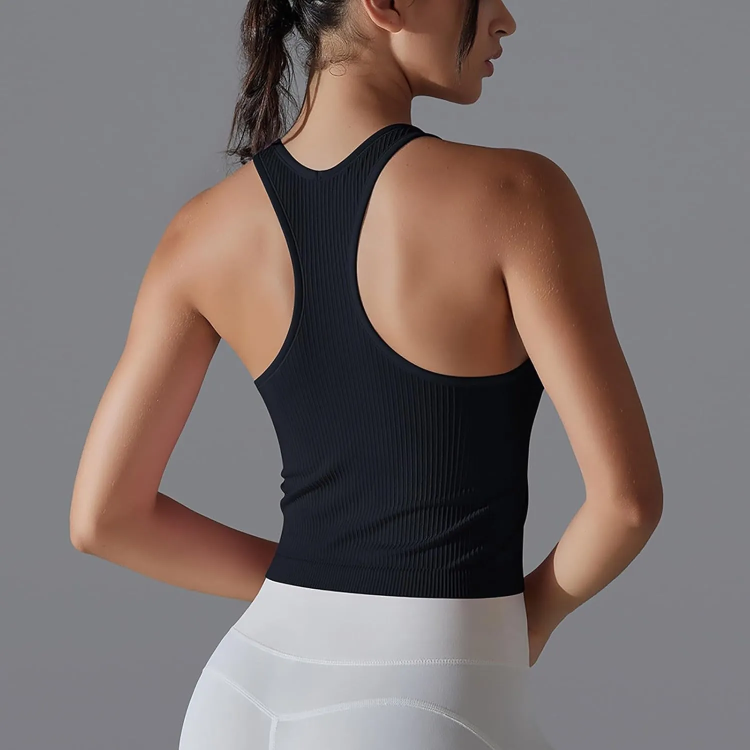 Workout Tops for Women Seamless Slim Fit Sleeveless Muscle Tank Tops Racerback Athletic Yoga Running Daily Shirts