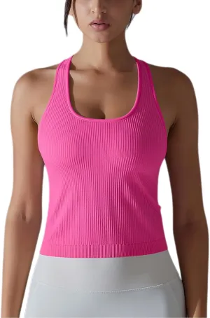 Workout Tops for Women Seamless Slim Fit Sleeveless Muscle Tank Tops Racerback Athletic Yoga Running Daily Shirts