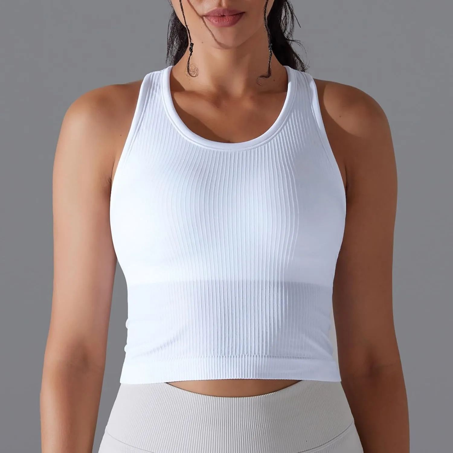 Workout Tops for Women Seamless Slim Fit Sleeveless Muscle Tank Tops Racerback Athletic Yoga Running Daily Shirts