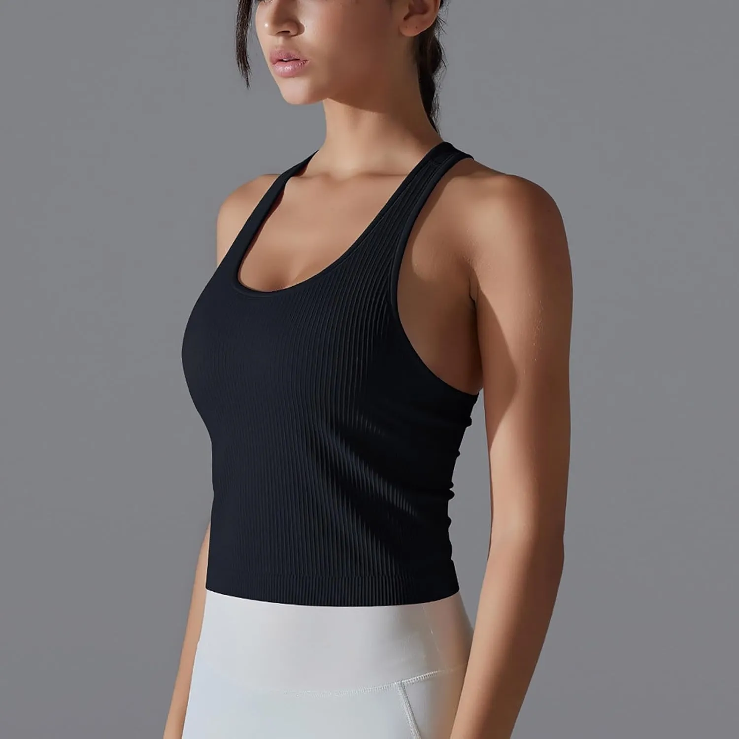 Workout Tops for Women Seamless Slim Fit Sleeveless Muscle Tank Tops Racerback Athletic Yoga Running Daily Shirts