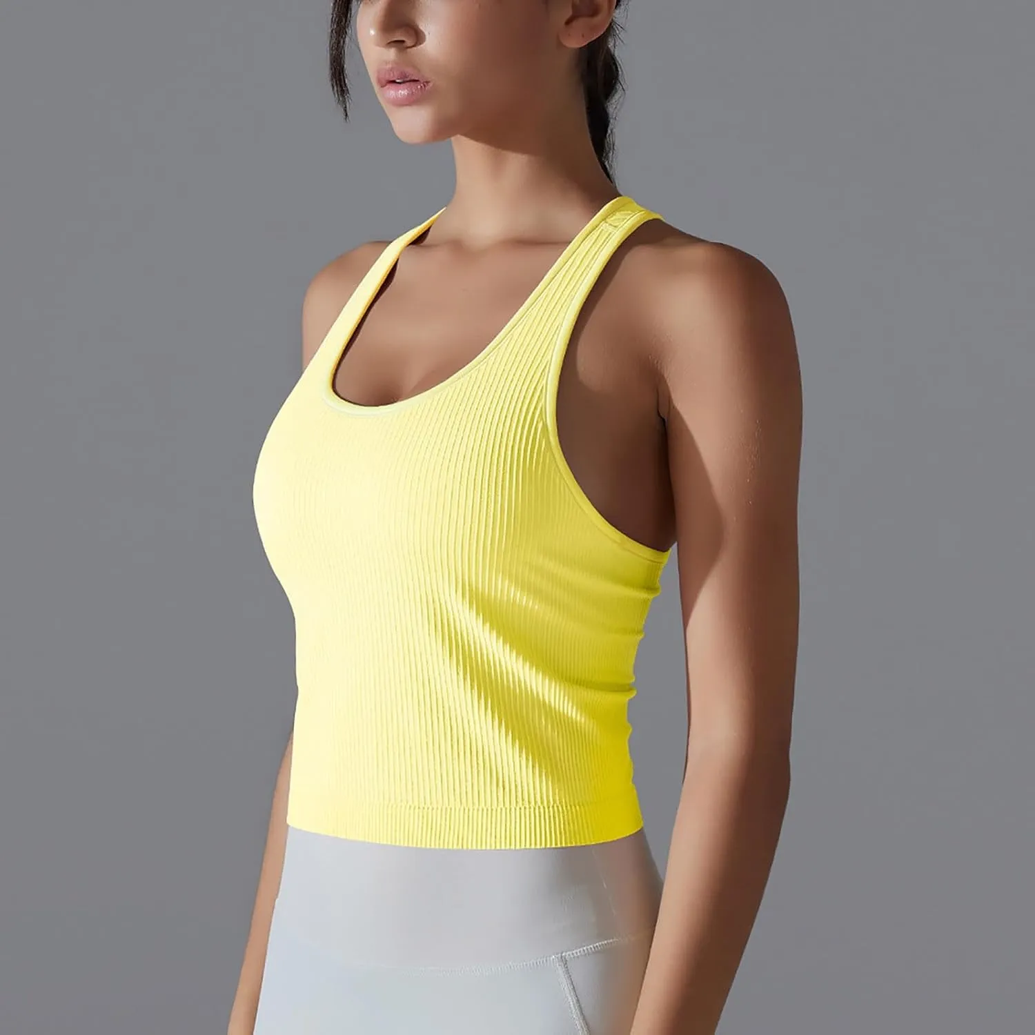 Workout Tops for Women Seamless Slim Fit Sleeveless Muscle Tank Tops Racerback Athletic Yoga Running Daily Shirts