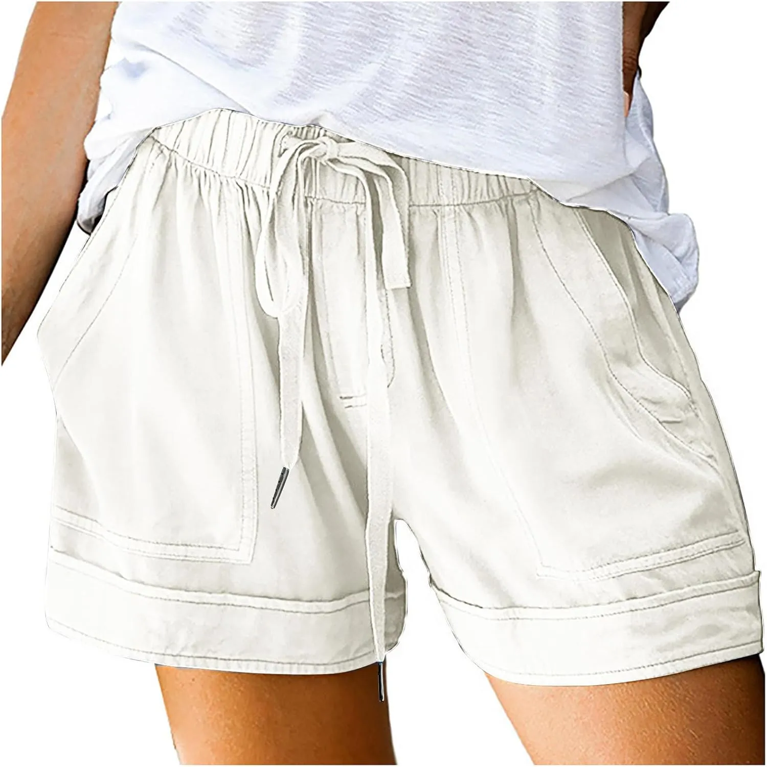 XUNRYAN Shorts for Women High Waisted Casual Cotton Linen Shorts Athletic Workout Running Hiking Gym Short Pants Trousers