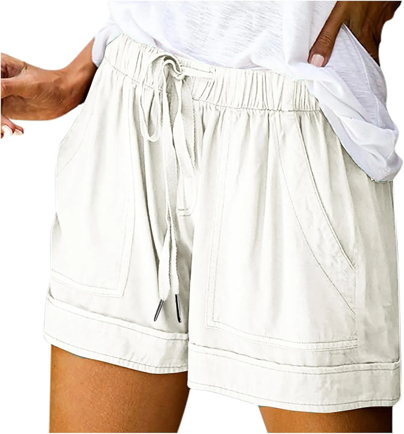 XUNRYAN Shorts for Women High Waisted Casual Cotton Linen Shorts Athletic Workout Running Hiking Gym Short Pants Trousers