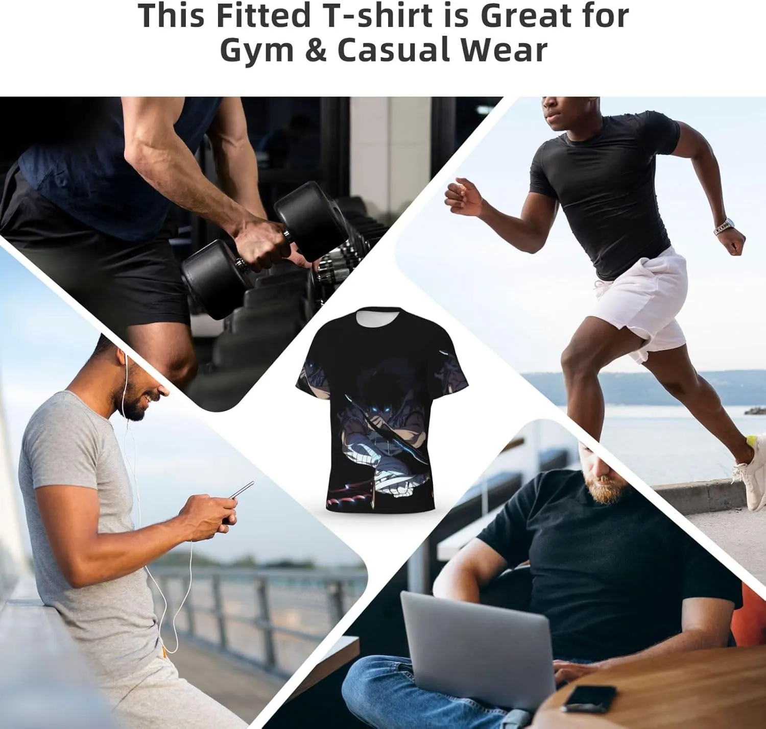 Youth & Adult Mens T-Shirt Stylish Short Sleeve Daily Shirt Gym Workout Tops