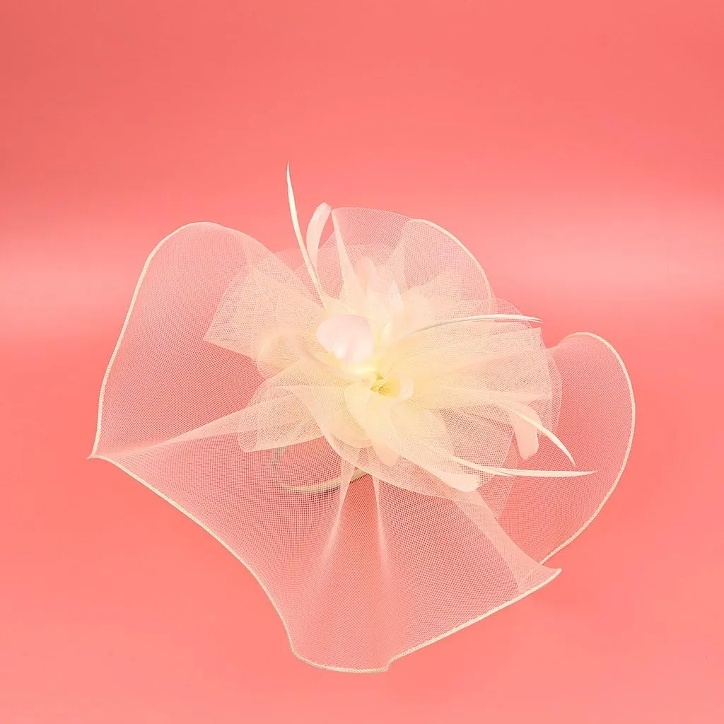 YSJOY Elegant Veil Mesh Feather Fascinator Hat Flower Wedding Party Hat