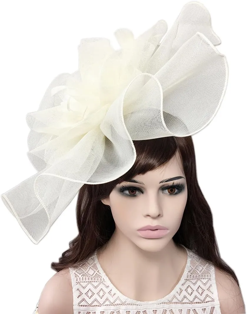 YSJOY Elegant Veil Mesh Feather Fascinator Hat Flower Wedding Party Hat