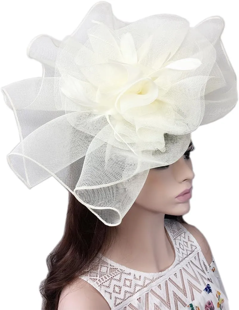 YSJOY Elegant Veil Mesh Feather Fascinator Hat Flower Wedding Party Hat