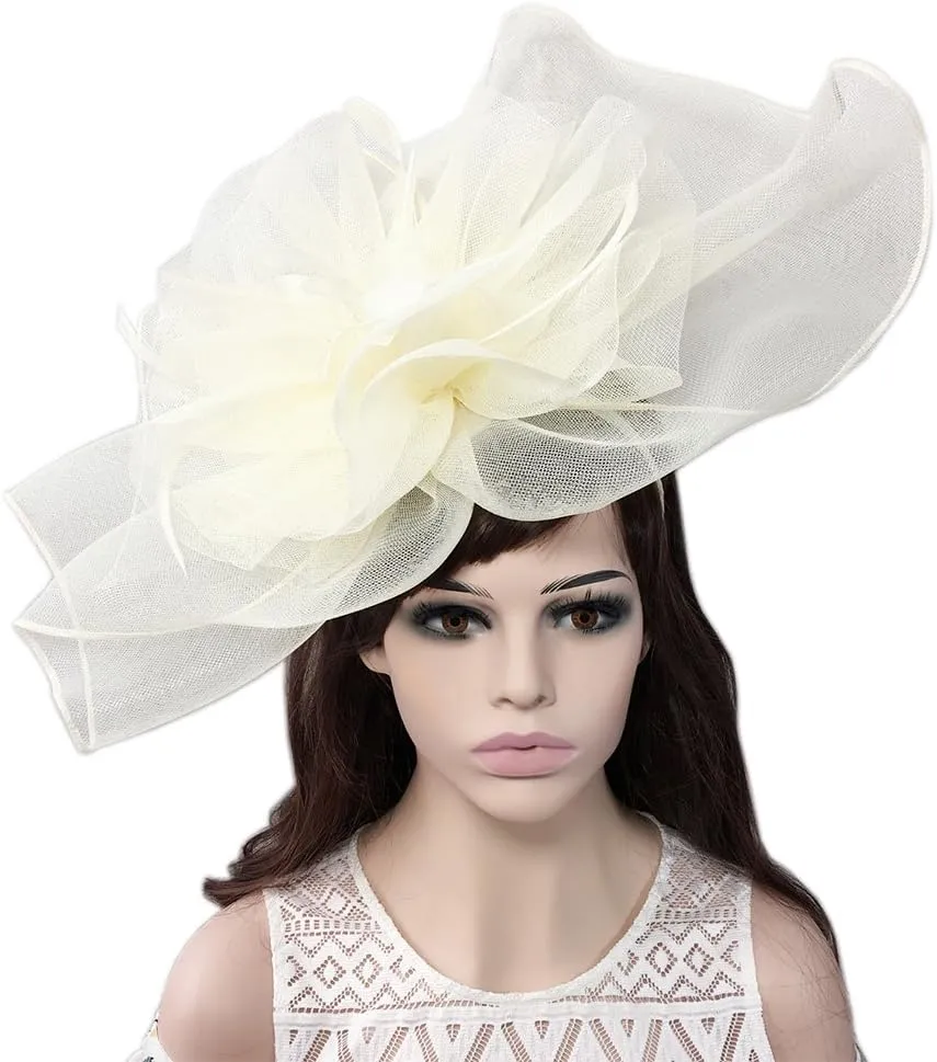 YSJOY Elegant Veil Mesh Feather Fascinator Hat Flower Wedding Party Hat