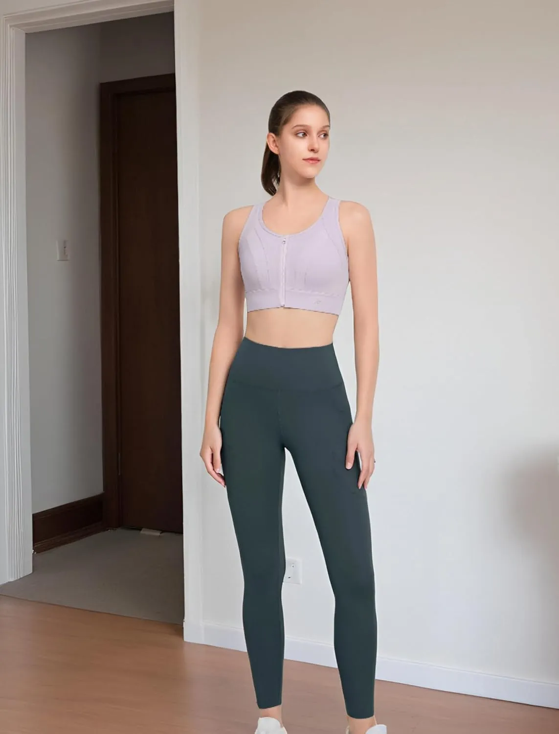 Yvette Zip Front Sports Bras for Women High Impact Supportive Large Bust Bras for Running