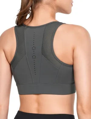 Yvette Zip Front Sports Bras for Women High Impact Supportive Large Bust Bras for Running