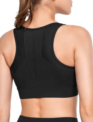 Yvette Zip Front Sports Bras for Women High Impact Supportive Large Bust Bras for Running