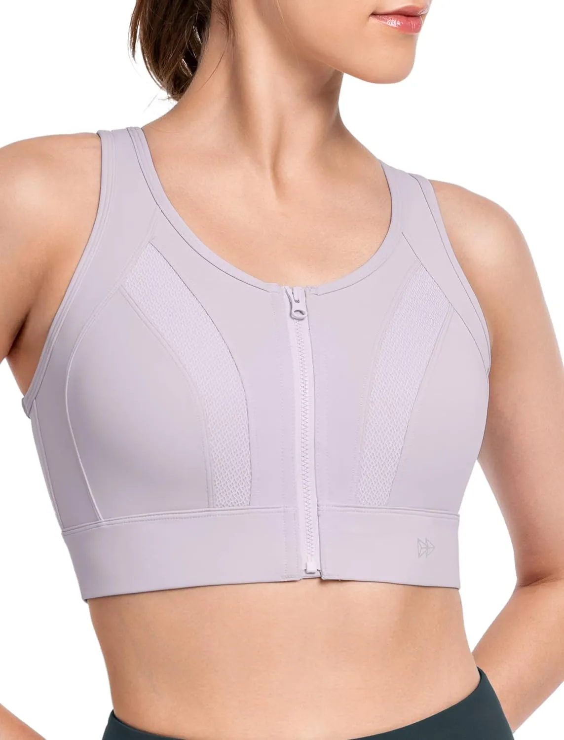 Yvette Zip Front Sports Bras for Women High Impact Supportive Large Bust Bras for Running